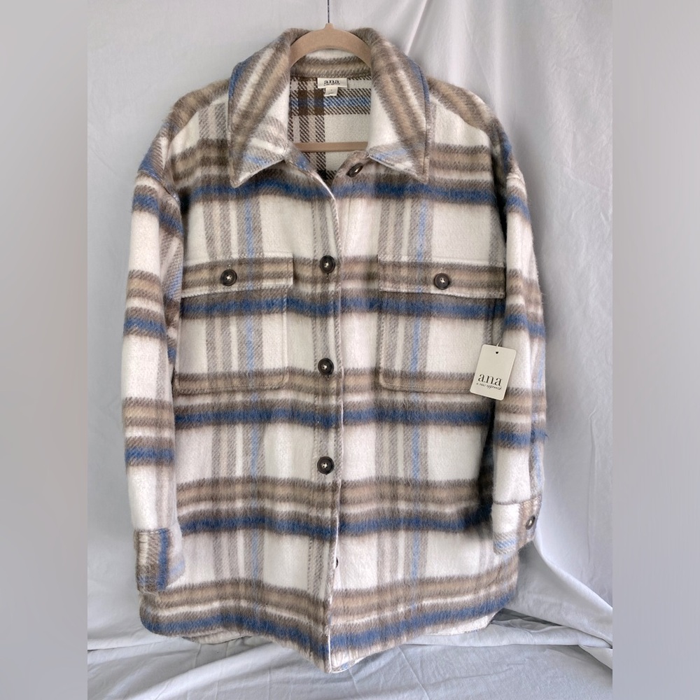 Ana Plaid Button-Up Jacket NWT Large